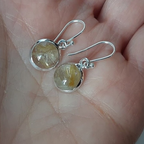 Golden Tourmalated Quartz Ring and Earrings - Picture 11 of 13